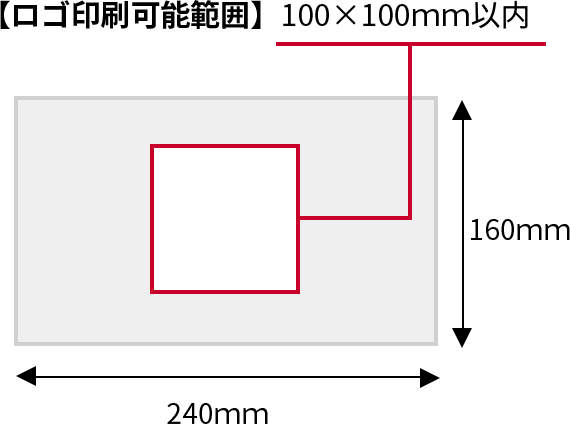 【ロゴ印刷可能範囲】100×100ｍｍ以内